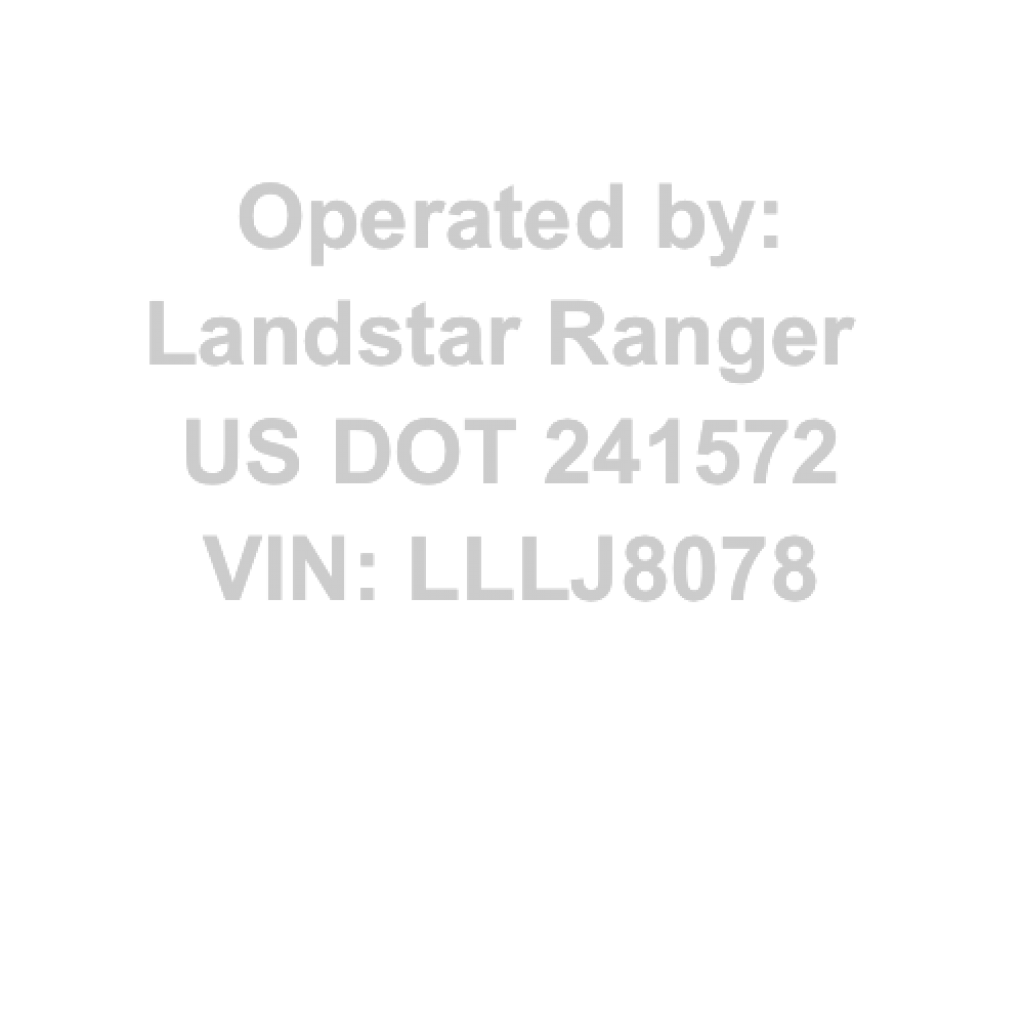 Operated by:
Landstar Ranger 
US DOT 241572
VIN: LLLJ8078