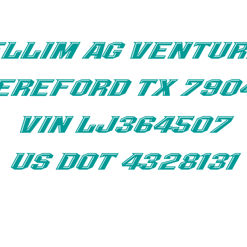 RELLIM AG VENTURES
HEREFORD TX 79045
VIN LJ364507
US DOT 4328131
