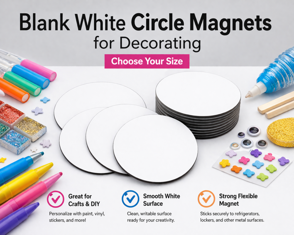 Blank White Circle Magnets – Custom Magnetic Blanks for Decals, Crafts & Vehicle Signs