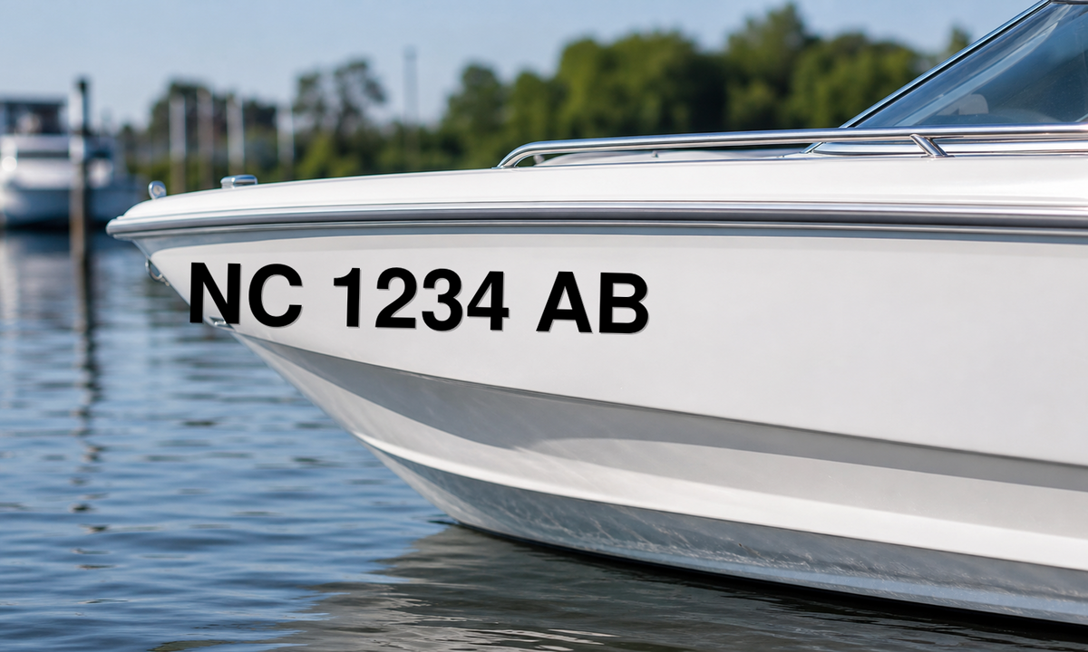 North Carolina boat registration number example