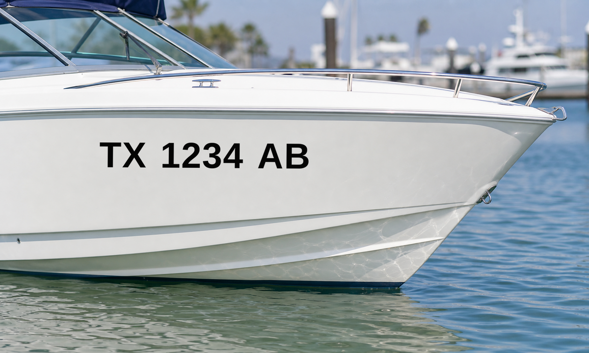 Texas boat registration number example
