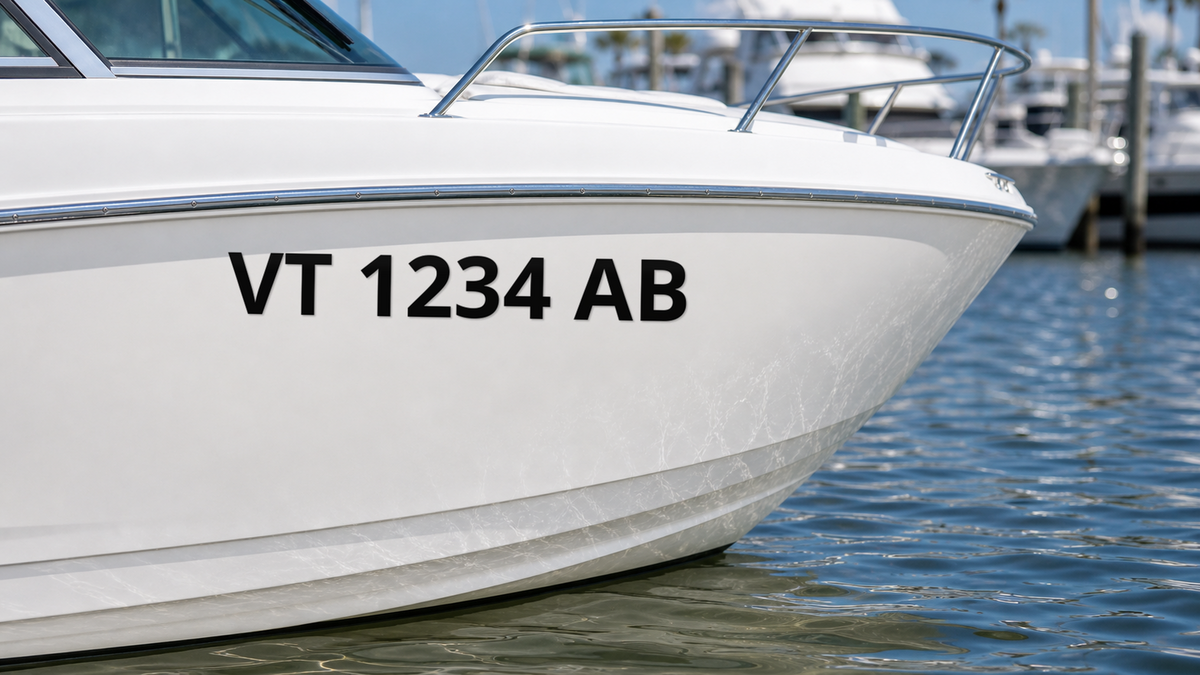 Vermont boat registration number example