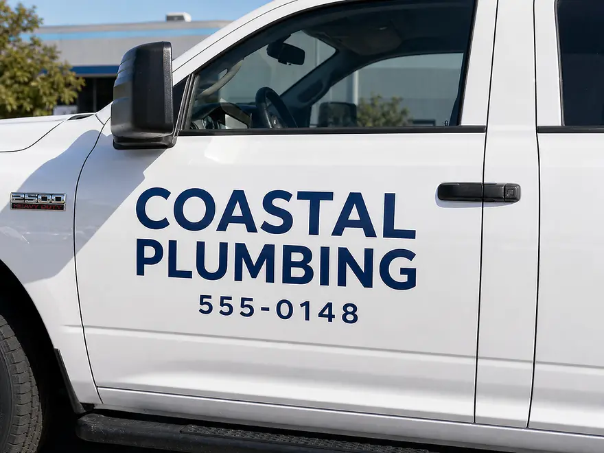 Truck door business lettering